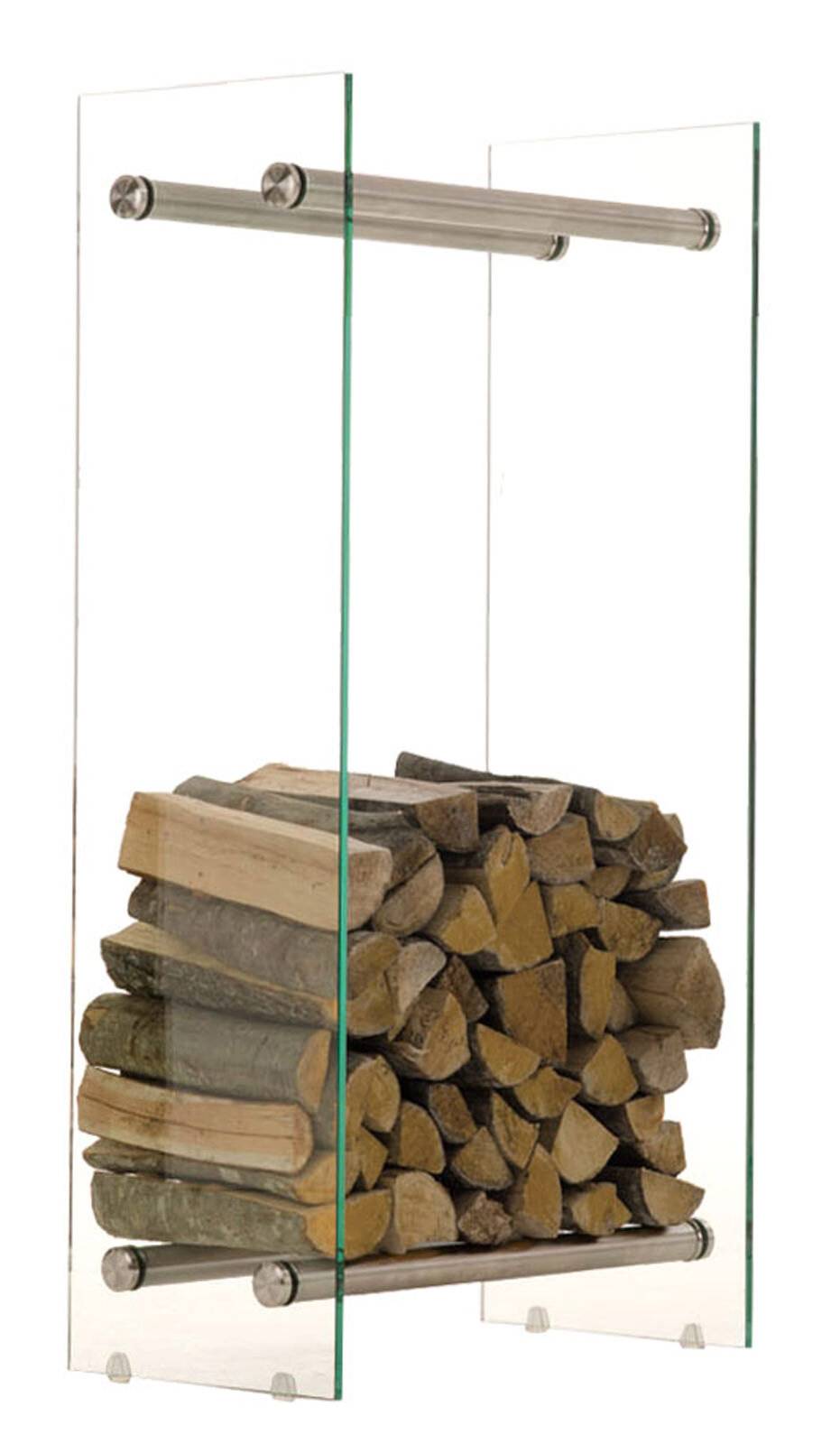 Kaminholzständer Dacio Klarglas 35x40x125 edelstahl-0