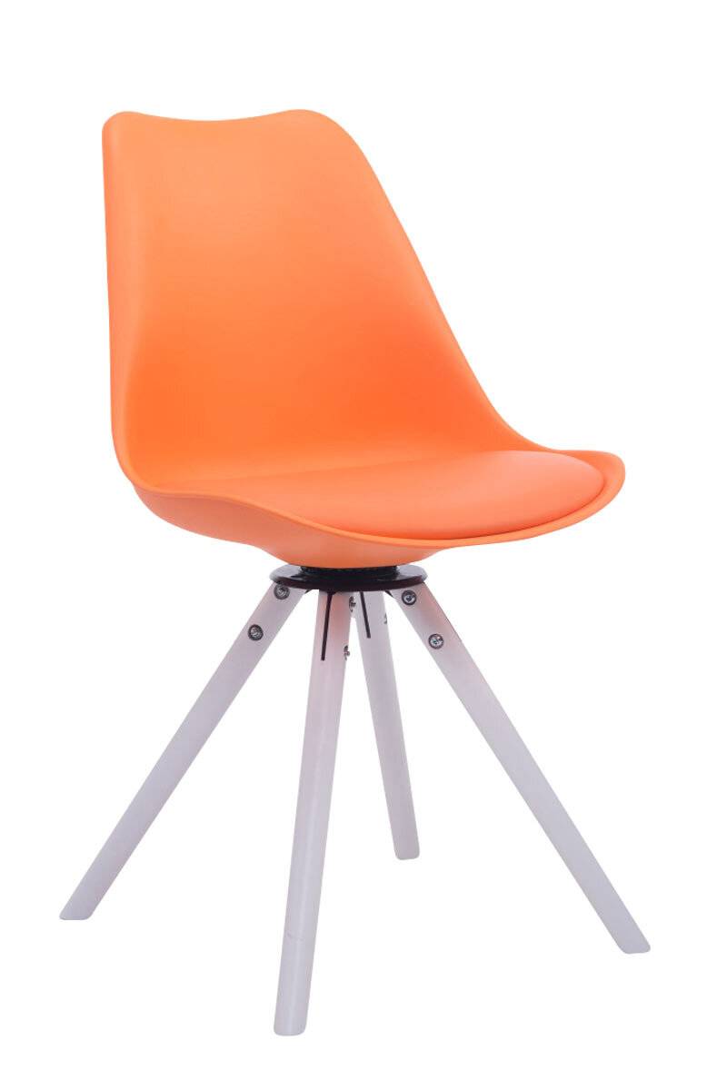 Besucherstuhl Troyes Kunstleder Rund weiß (eiche) orange-0