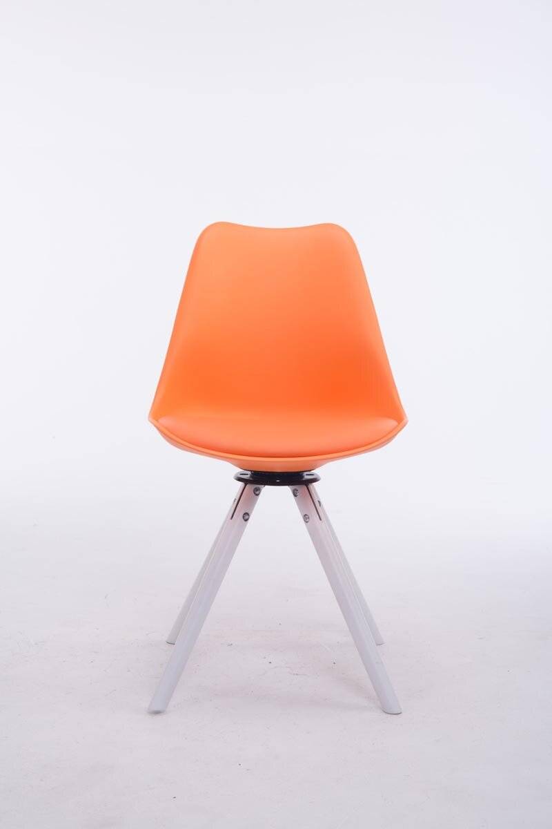 Besucherstuhl Troyes Kunstleder Rund weiß (eiche) orange-1