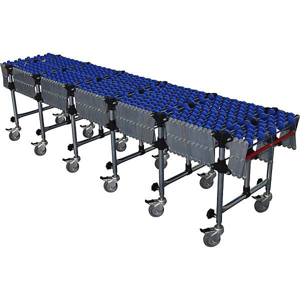 Scheren-Röllchenbahn Bahnlänge 1300 - 4500 mm (ausziehbar) Bahnbreite 600 mm Kunststoffröllchen. Gura-0