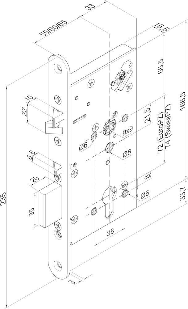 Assa Abloy effeff Sicherheitsschloss 709X702 709X-3