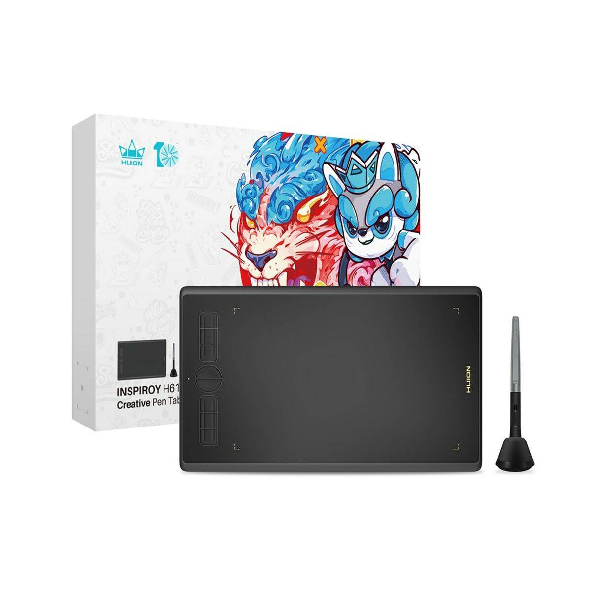 Huion H610X Grafiktablett, 8192 Druckstufen, 10 x 6,25 Zoll Arbeitsfläche, USB-C-4