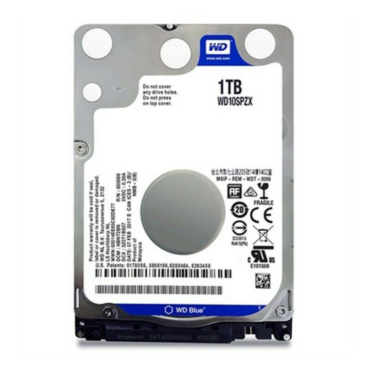 Western Digital WD Blue Festplatte 1 TB intern 6,4 cm 2.5" SATA 6Gb/s 5400 rpm Puffer: 128 MB 69.85 x 100.2 x 7 mm-1