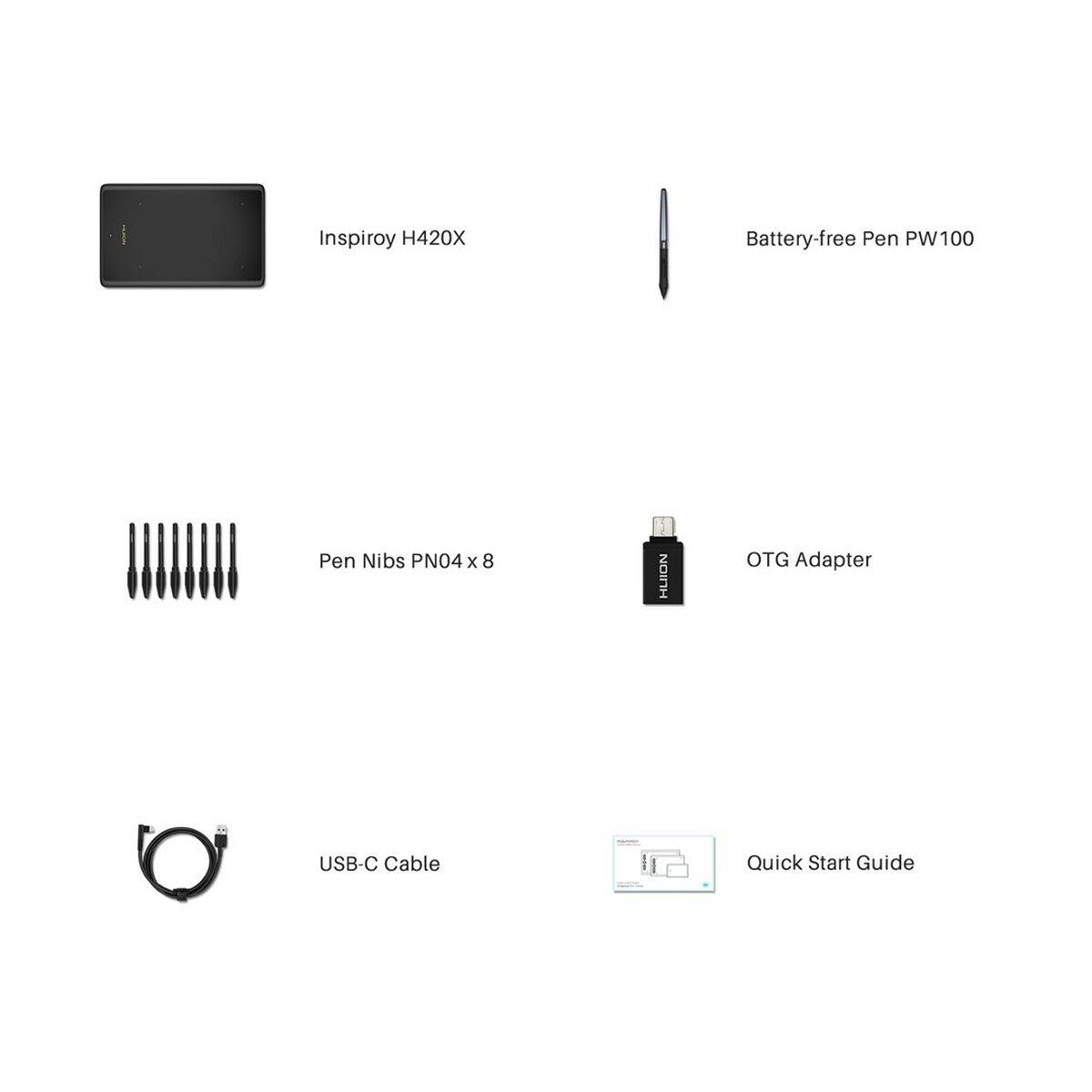 Huion H420X Grafiktablett, 106x66mm Arbeitsfläche, 8192 Druckstufen, USB-C-1