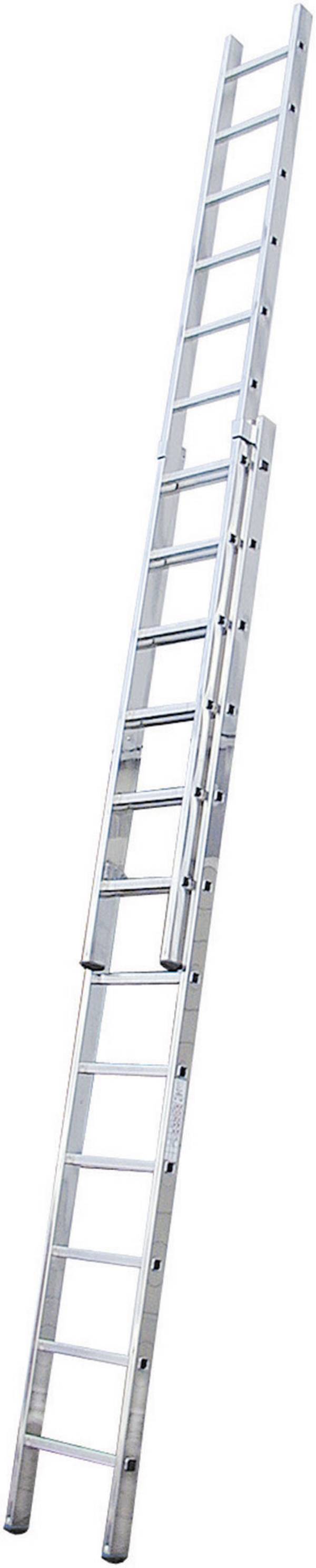 Schiebe-Leiter (Alu), zweiteilig, Arbeitshöhe 10,1 m,Länge einteilig 5,2 m, zweit. 9,15 m 25,5 kg