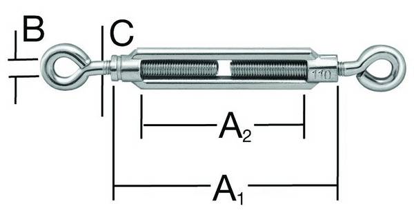 Vormann Spannschloss Öse/Öse M6x90mm Edelstahl V2A 007900785AV