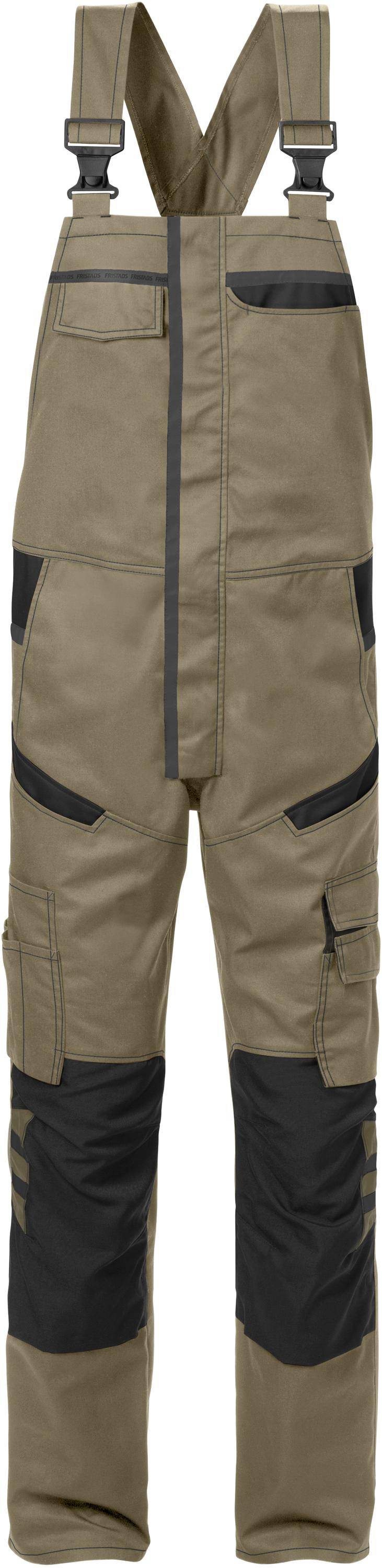 FRISTADS 129486-299 Latzhose 1555 STFP Gr.C60 Khaki/Schwarz-0