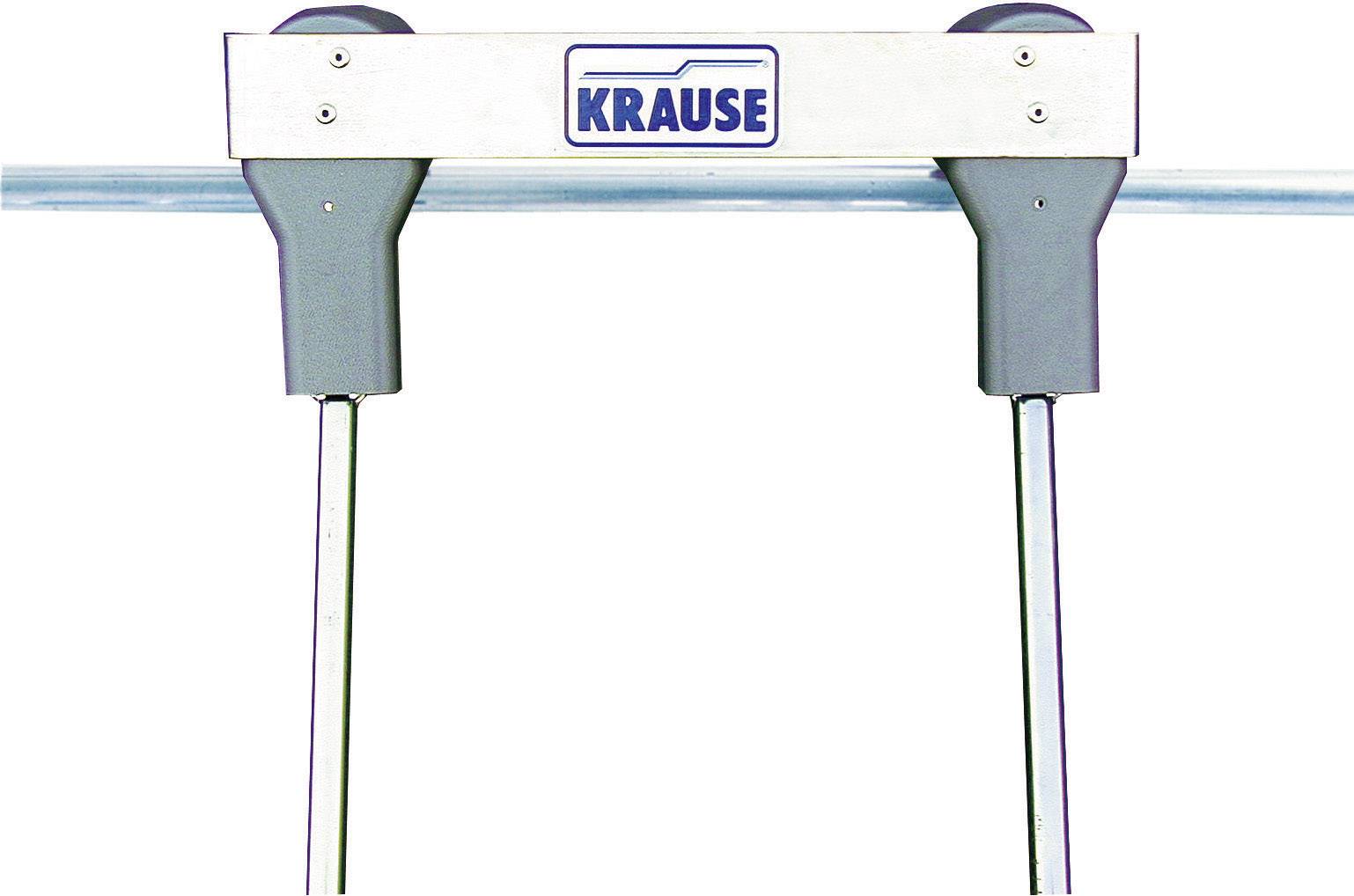 Leiterstabilisator von der Marke 'KRAUSE', bestehend aus einer Metallquerstange und zwei grauen Halterungen.