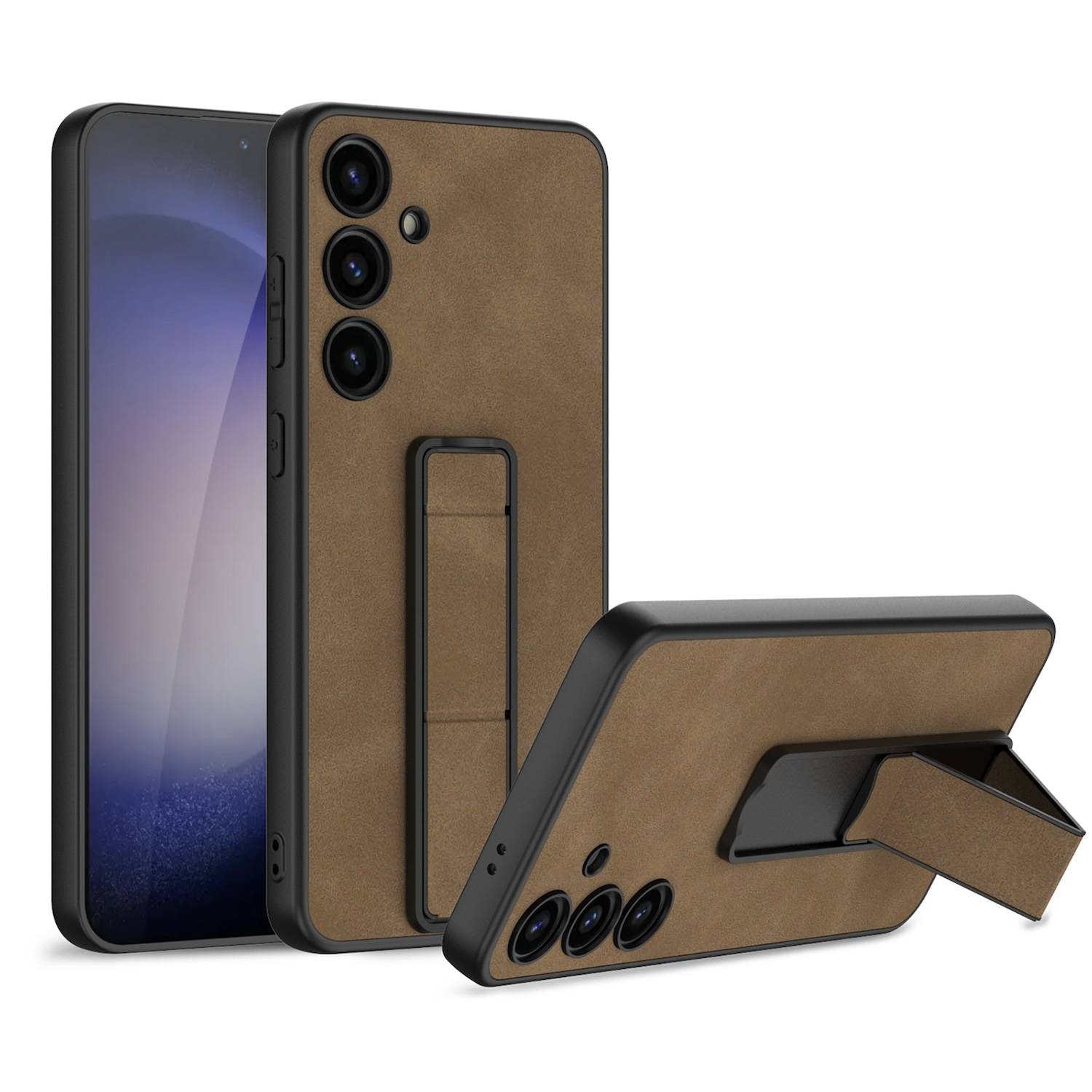 Für Samsung Galaxy S24 GKK Skin Feel Frosted mit Halterung Schutzhülle Cover Handy Tasche Hülle Braun-0