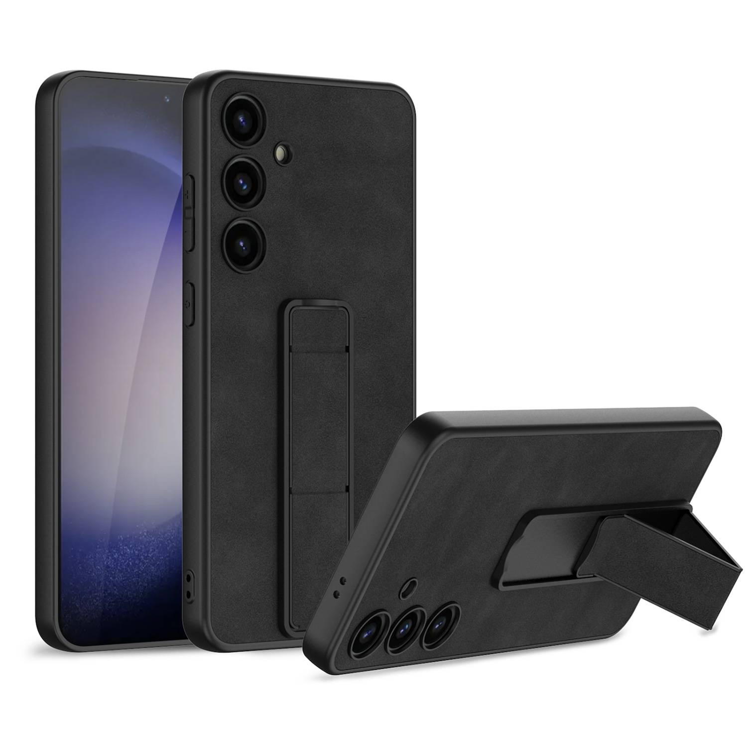 Für Samsung Galaxy S24 GKK Skin Feel Frosted mit Halterung Schutzhülle Cover Handy Tasche Hülle Schwarz-0