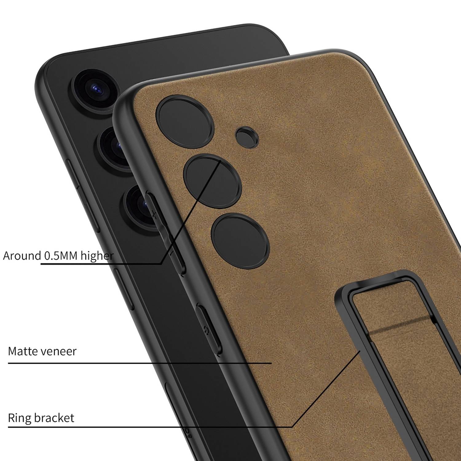 Für Samsung Galaxy S24 GKK Skin Feel Frosted mit Halterung Schutzhülle Cover Handy Tasche Hülle Braun-2
