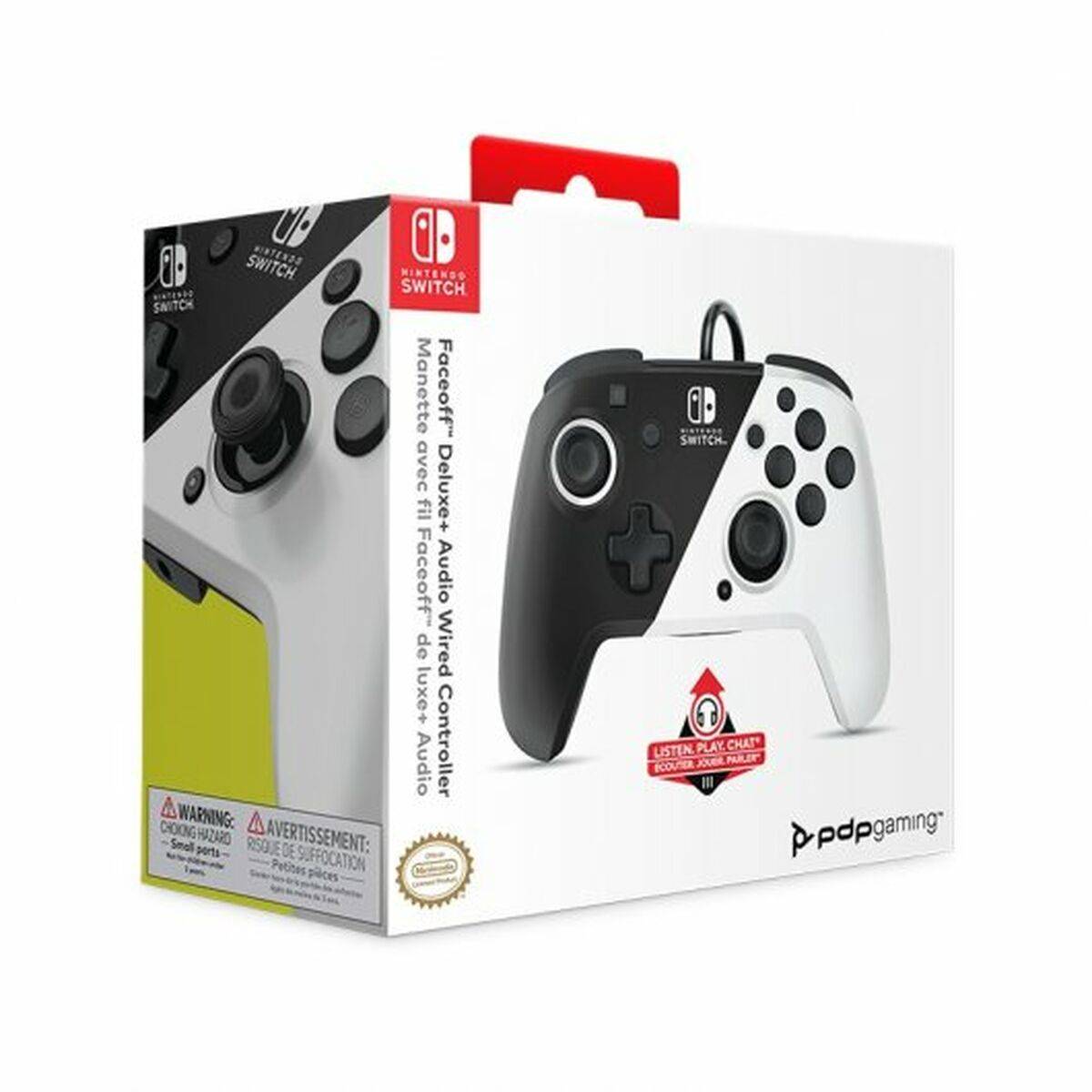 PDP Controller Faceoff Deluxe+Audio schwarz/weiß Switch Multimedia-Technik Nintendo Zubehör-1