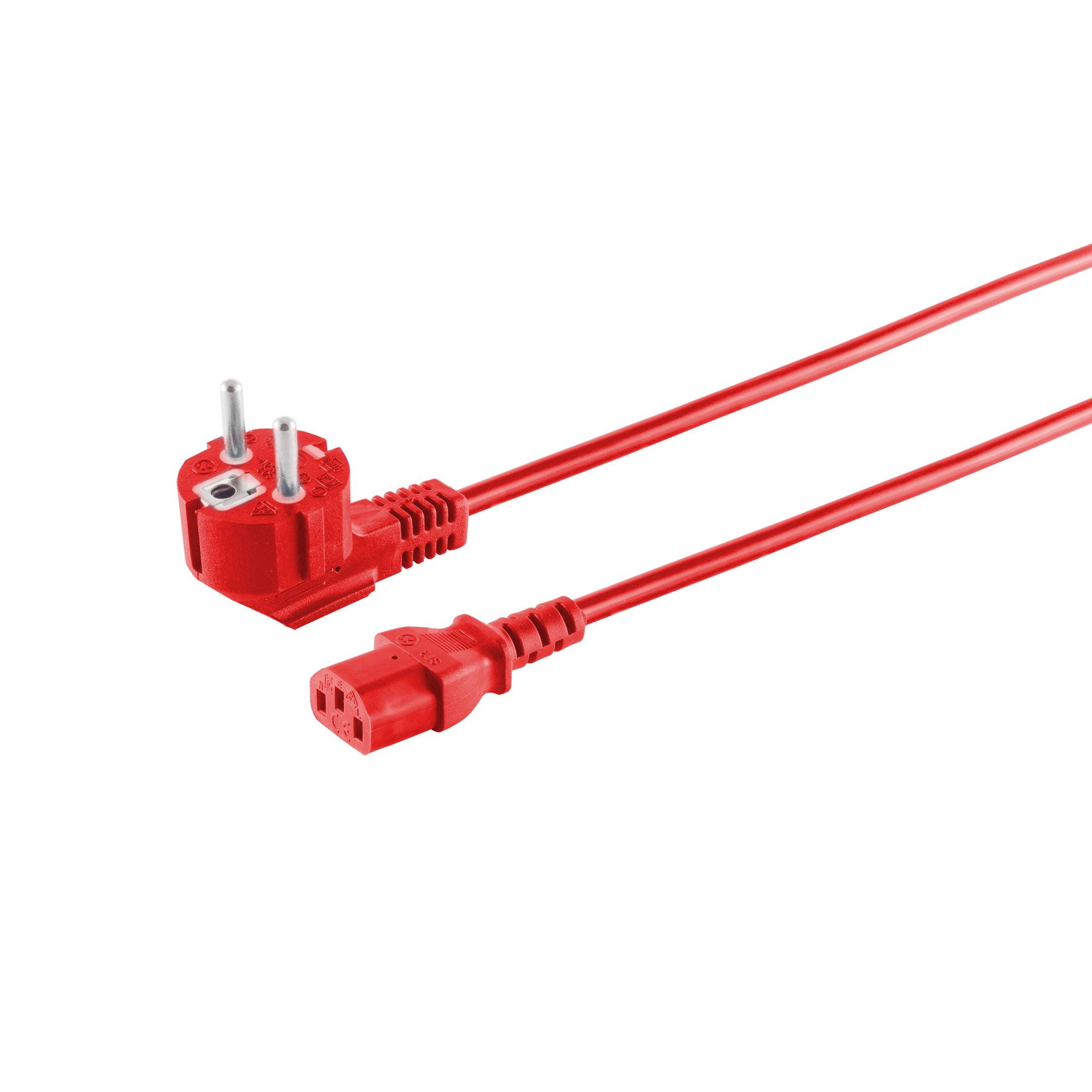 Schutzkontakt 90°/Kaltgerätebuchse rot 1,8m-0