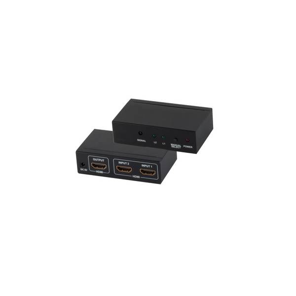 HDMI Switch, 2x IN 1x OUT, 4K2K, 3D, Metallgehäuse, VER1.4