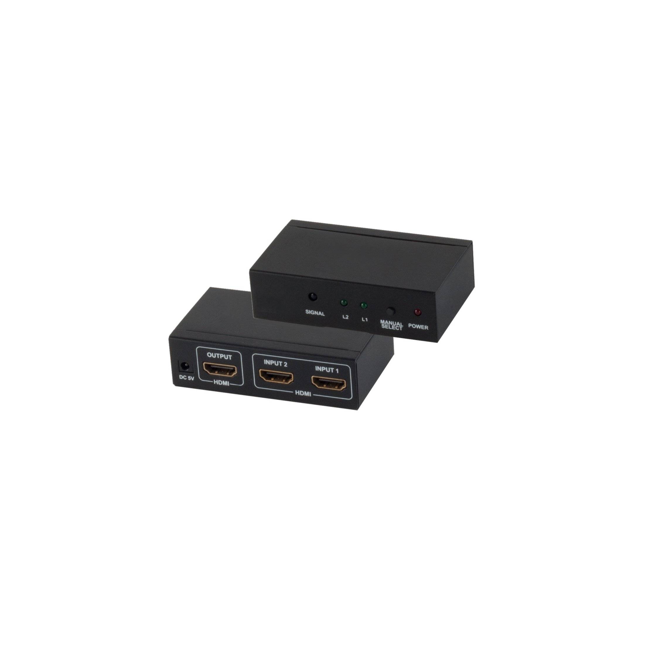 HDMI Switch, 2x IN 1x OUT, 4K2K, 3D, Metallgehäuse, VER1.4-0