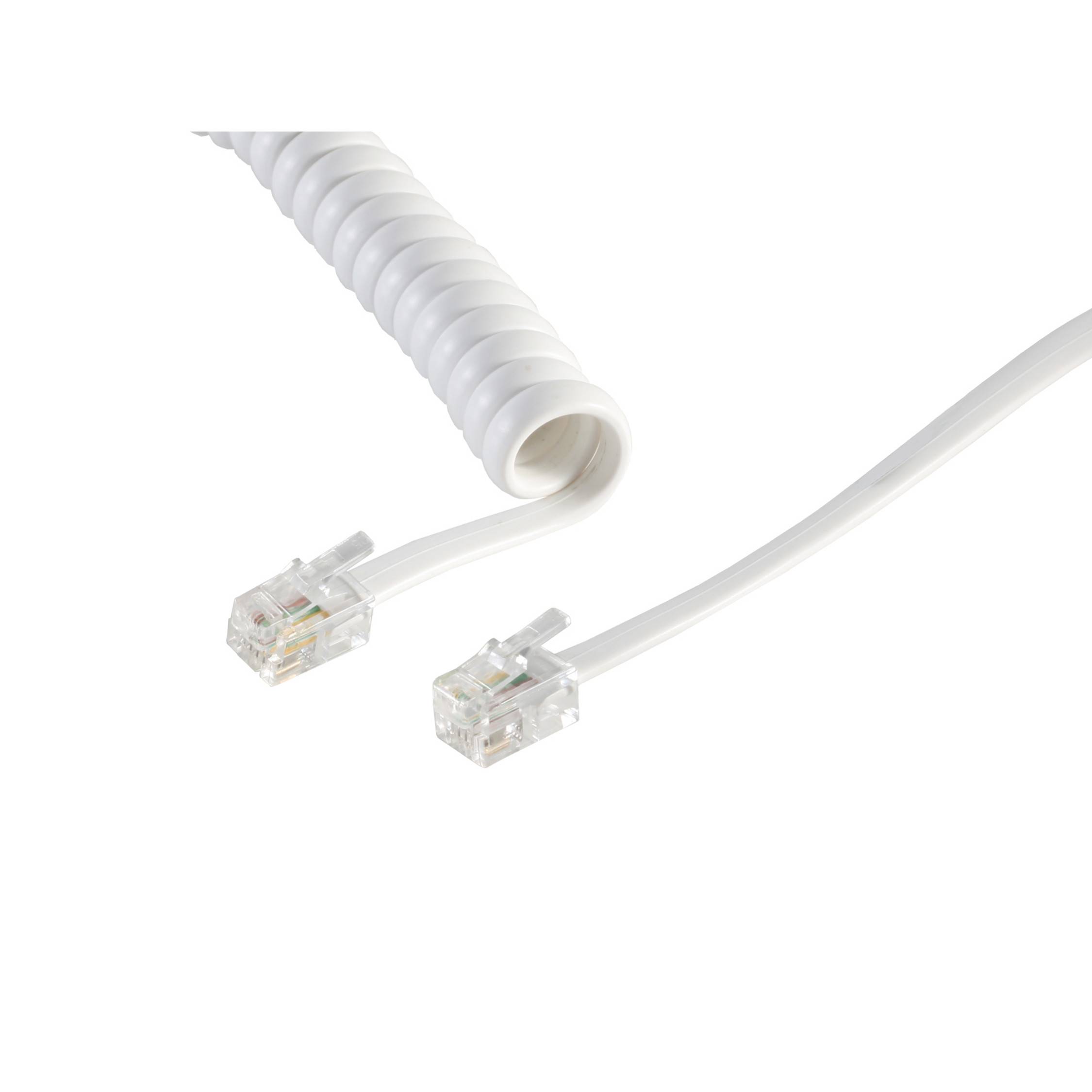 Telefonhörer-Spiralkabel--2x 4P4C weiß 4m-0