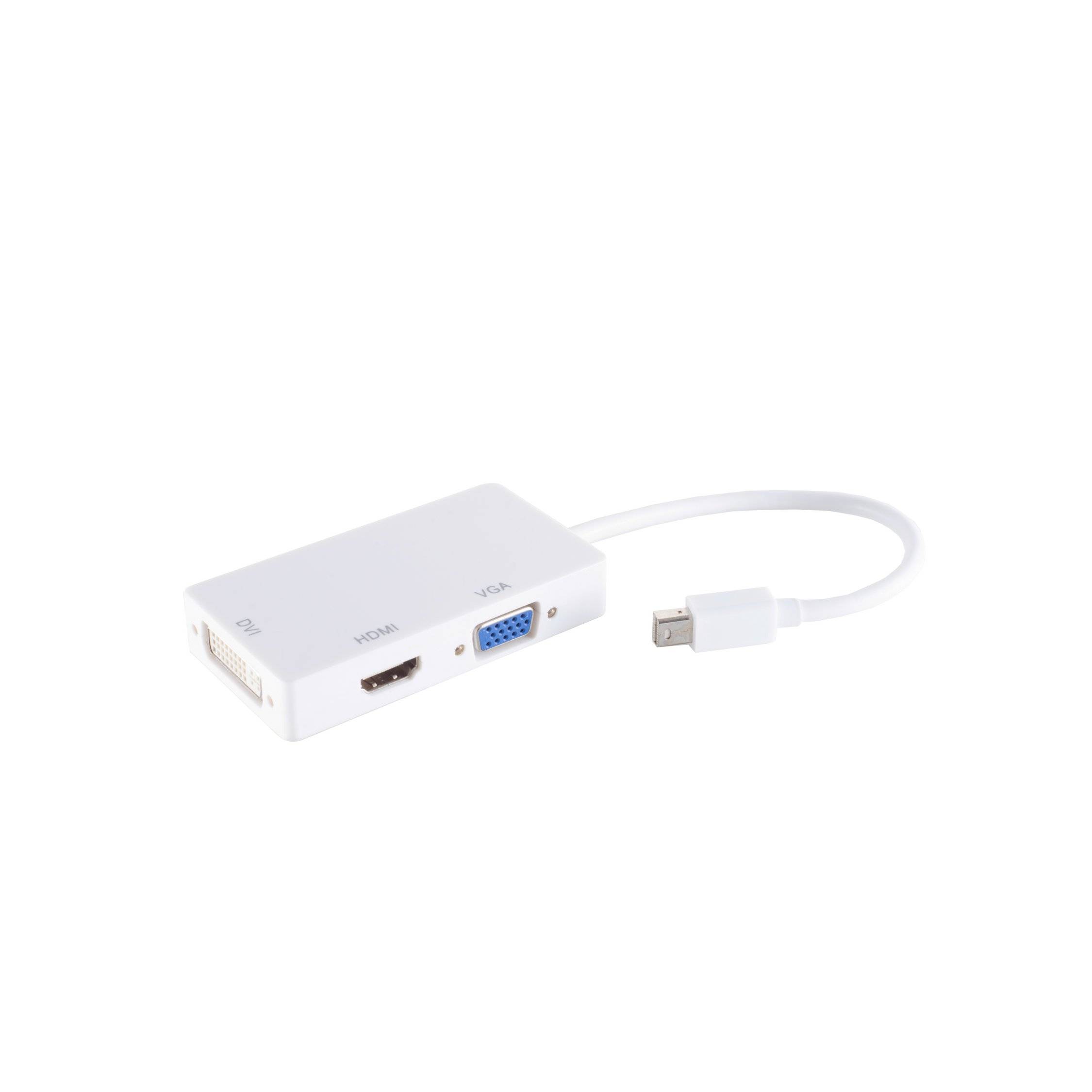 Adapter-Mini DisplayPort Stecker auf HDMI/DVI/VGA Buchse, weiß-0