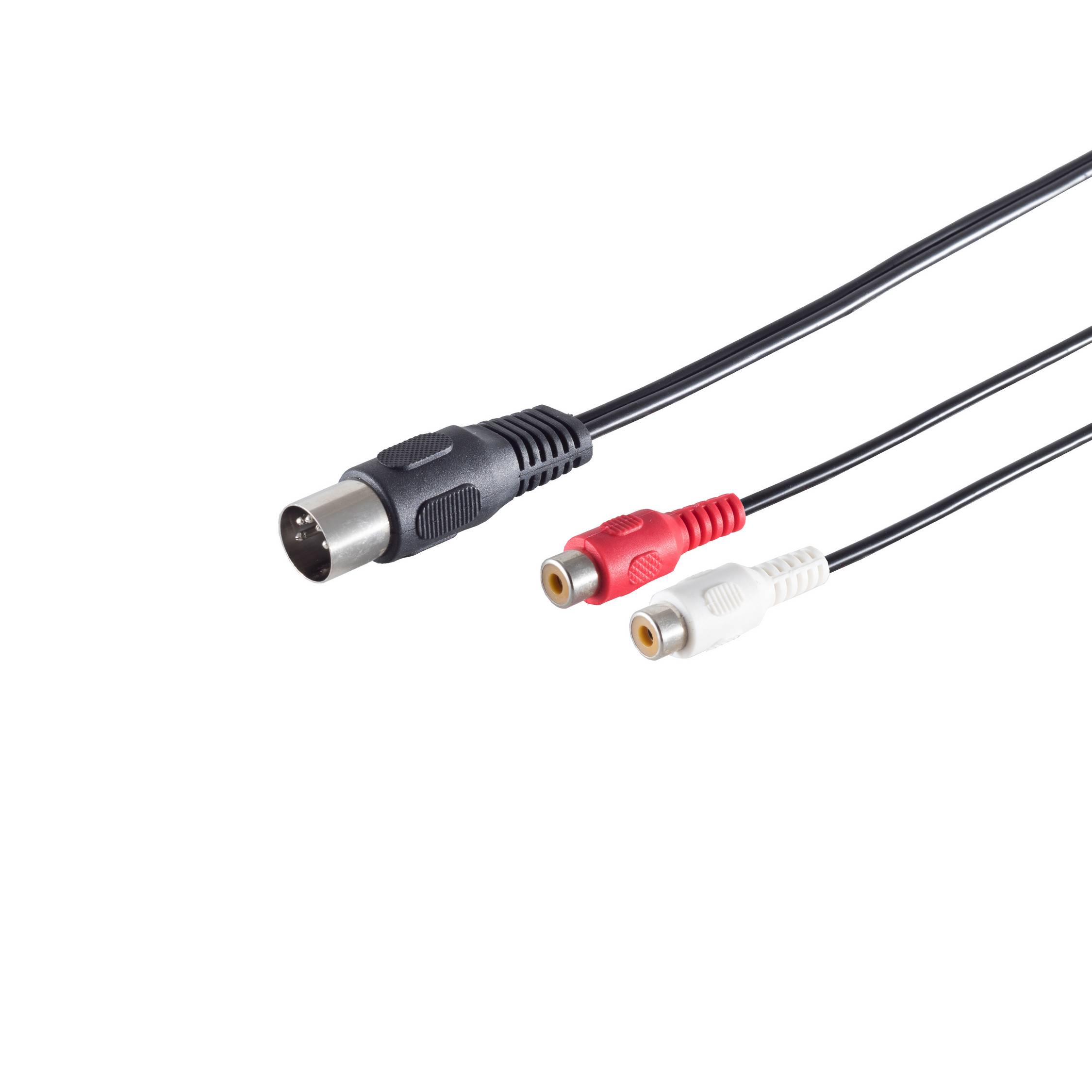 Verlängerung 1/4 5-pol.Stecker/ 2 Cinchbuchse 0,2m-0