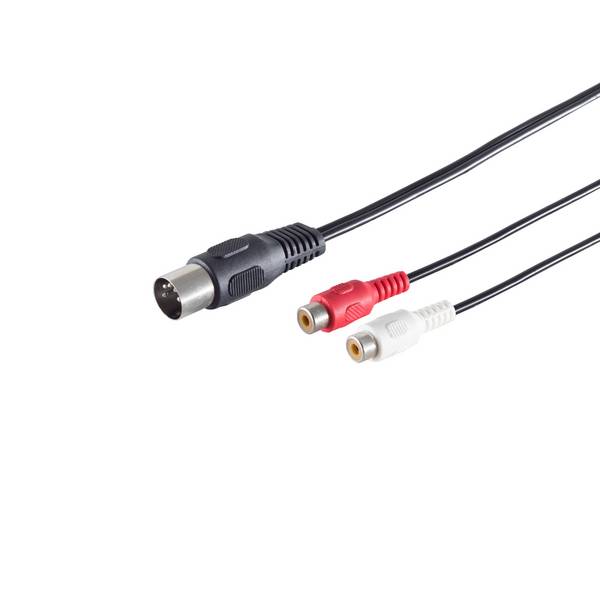 Verlängerung 1/4 5-pol.Stecker/ 2 Cinchbuchse 0,2m