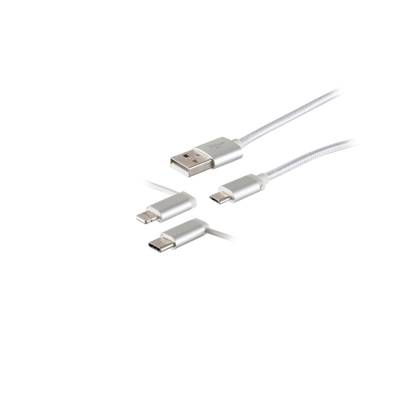 USB 3in1 Ladekabel Micro B/Typ C/8-pin Stecker 1m-0
