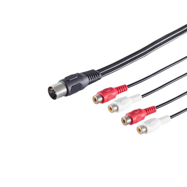 DIN Verlängerung 5-pol.Stecker/ 4 Cinchbuchse 0,2m