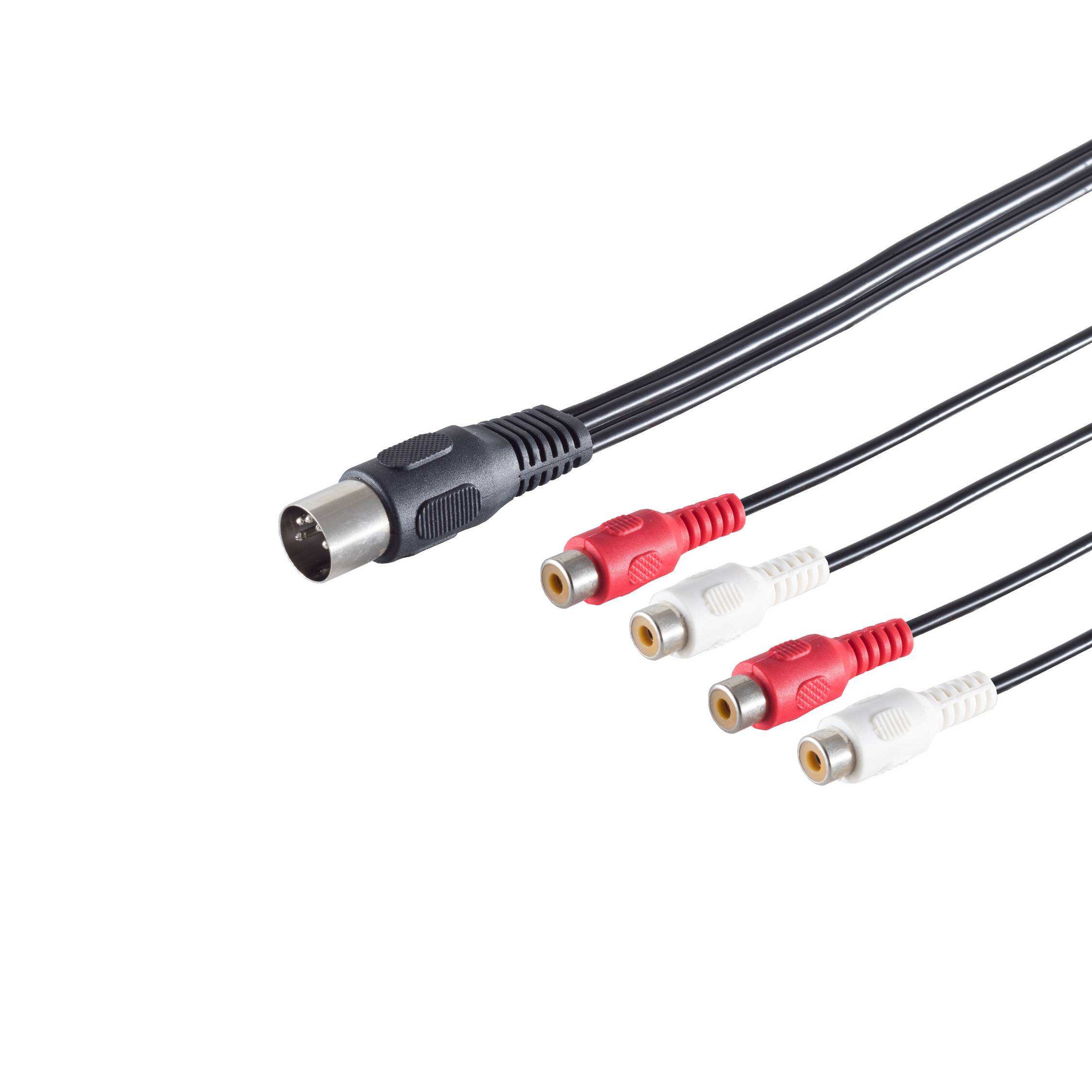 DIN Verlängerung 5-pol.Stecker/ 4 Cinchbuchse 0,2m-0