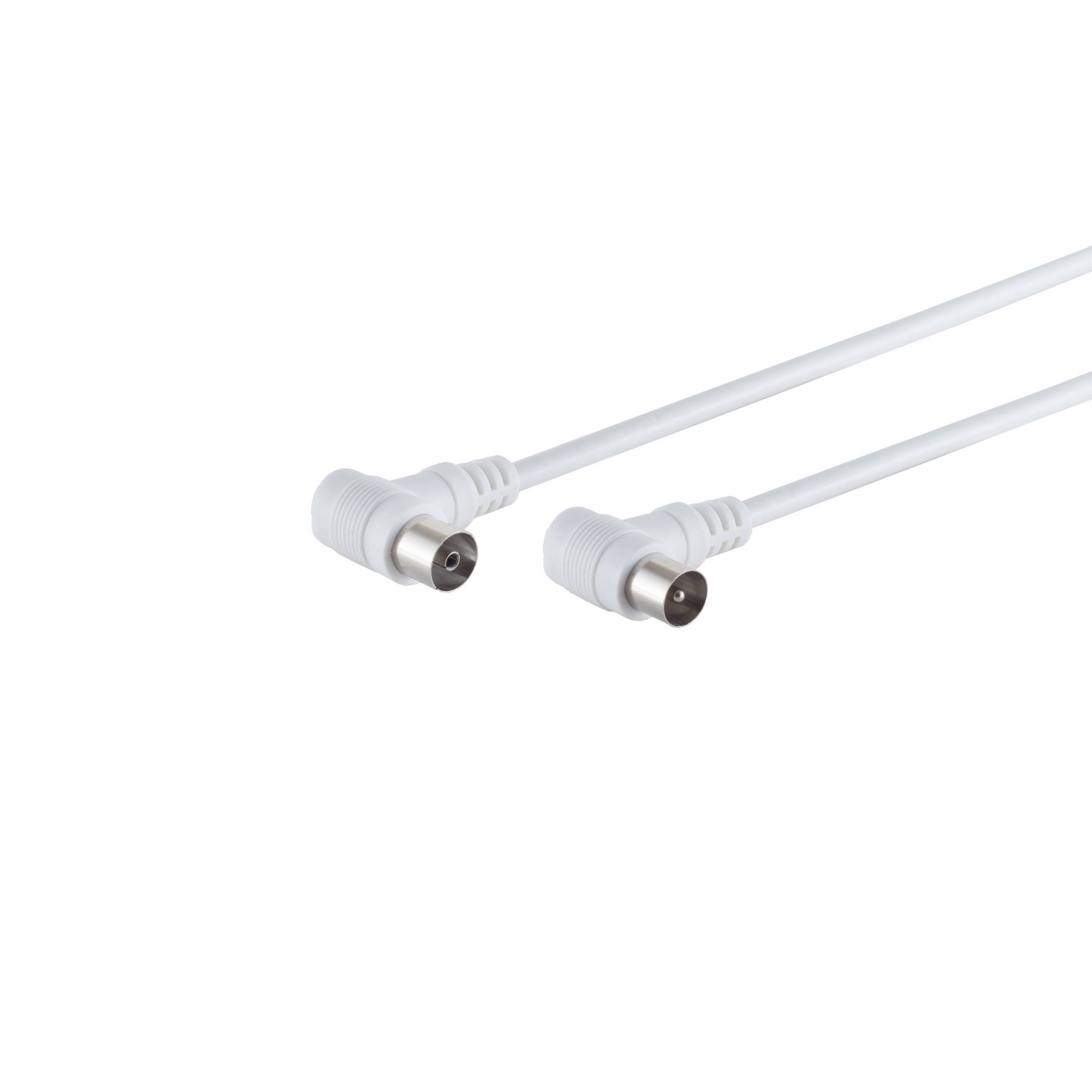 Koaxkabel 2x Winkel, >80 dB, weiß, 1,5m-0