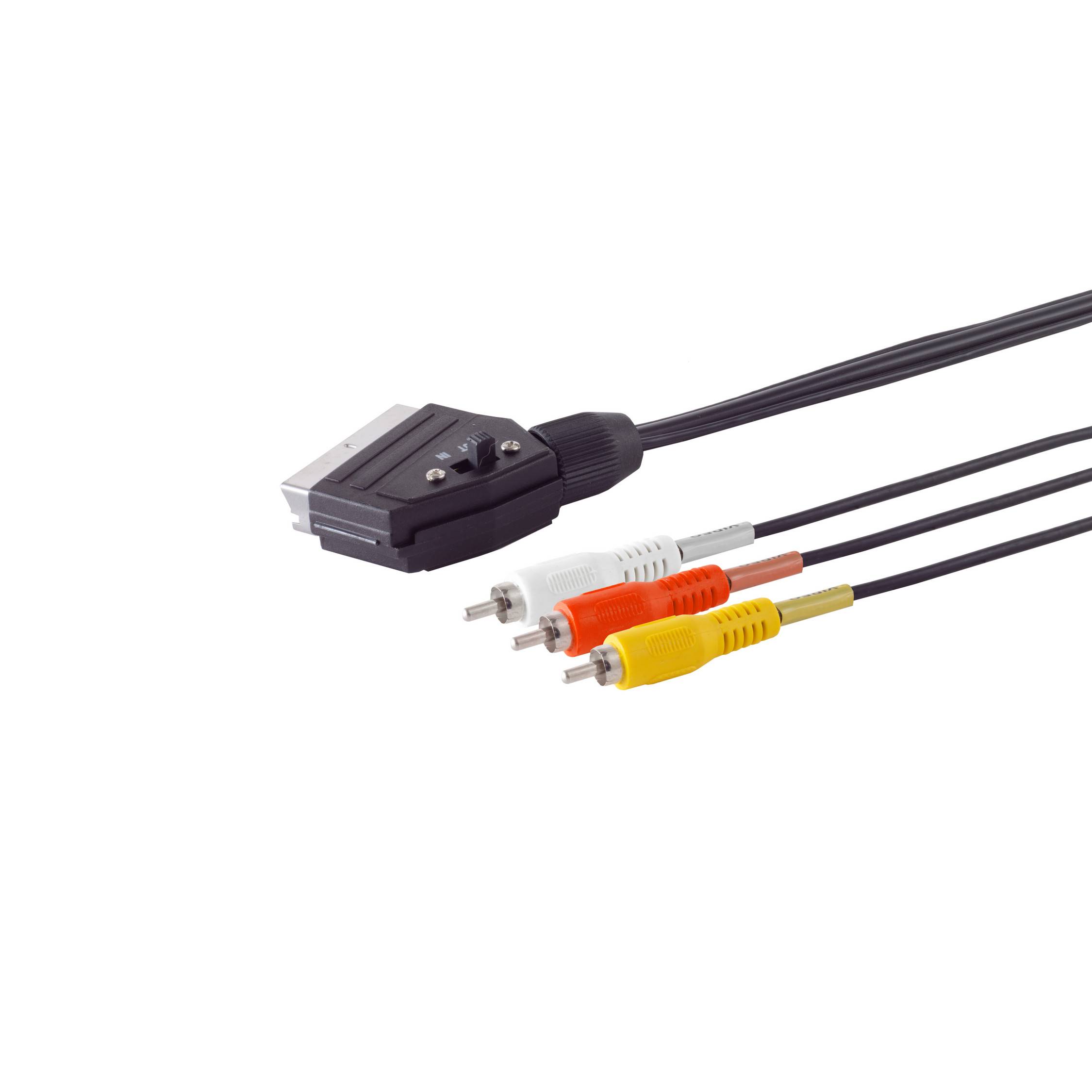 Scart-Stecker mit Schalter/ 3 Cinchst. (Y/R/W) 2m-0