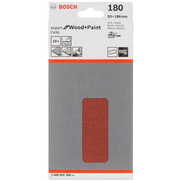 Bosch Schleifblatt-Set C430 Expert for Wood and Paint 10tlg. 93x186 mm K180 - 2608605308