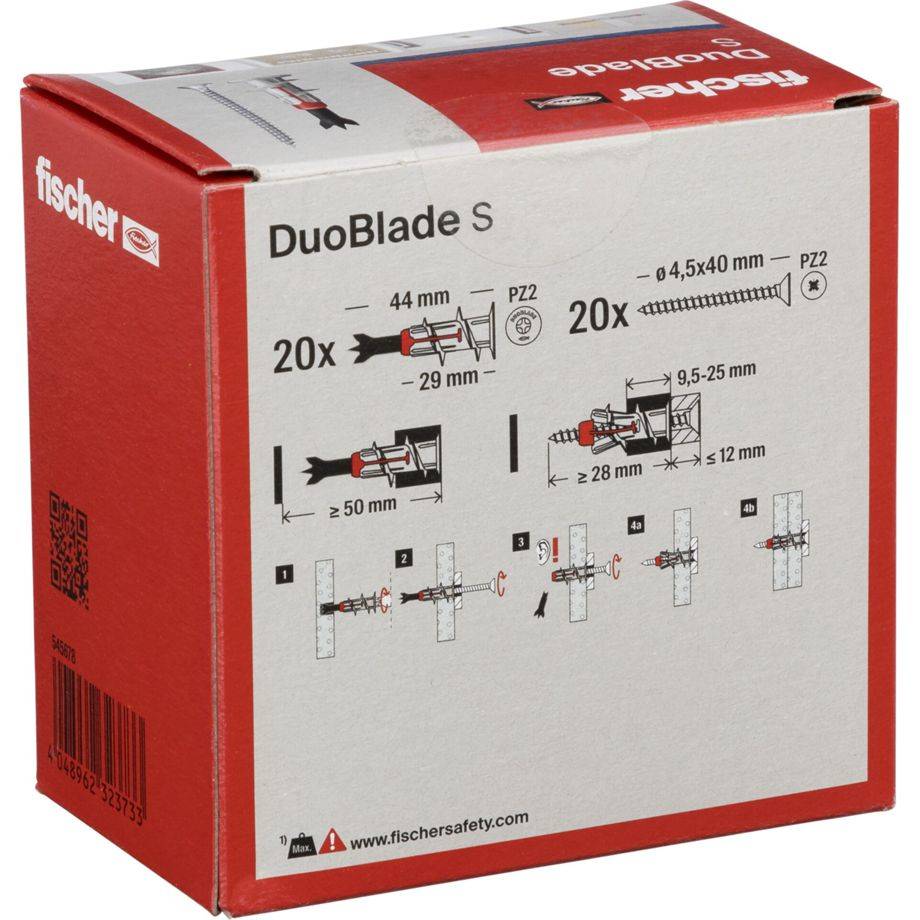 fischer DUOBLADE S, Spreizdübel, Beton, Grau, 4,4 cm, 5 cm, 20 Stück(e)-1