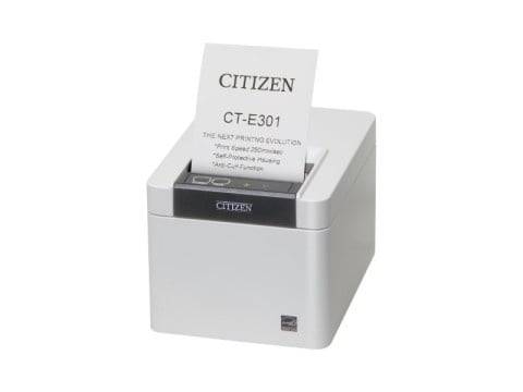 CITIZEN - CT-E301 USB 8 Punkte/mm 203dpi Cutter weiß - POS-Drucker - Thermotransferdruck-0