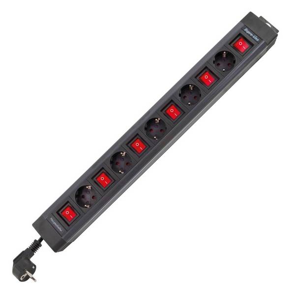 Supra-Line 00145071 - Steckdosenleiste 5-fach 3.7m schwarz mit Schalter
