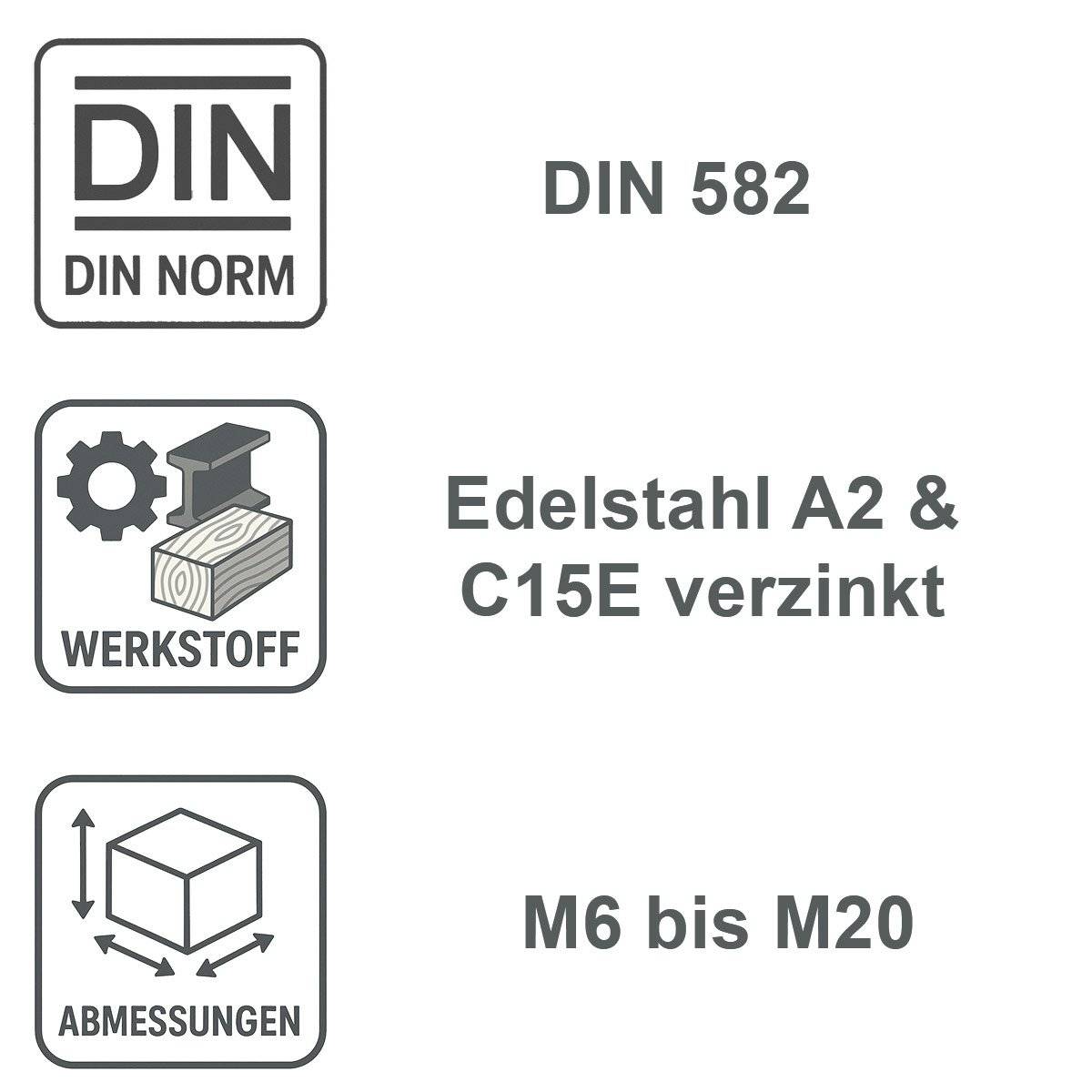 Frantos 10 St. DIN 582 Ringmutter M6 - C15E verzinkt-2