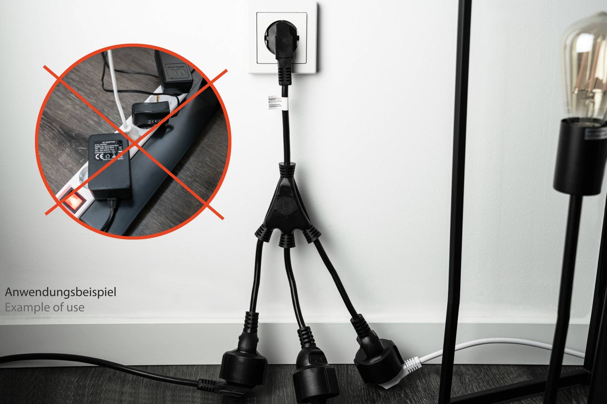 kabelmeister Schutzkontakt-St. 90Â° gew. - 3xBu. schw. - Kabel - Verlängerungskabel-5