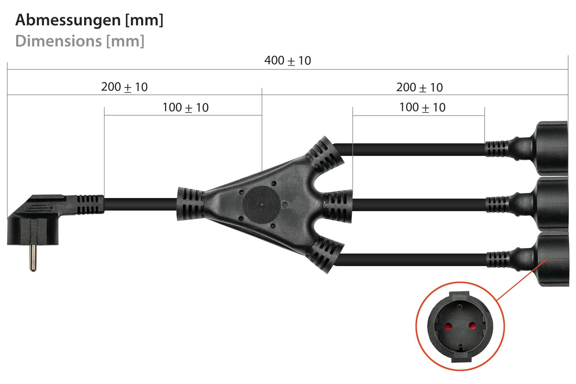 kabelmeister Schutzkontakt-St. 90Â° gew. - 3xBu. schw. - Kabel - Verlängerungskabel-2