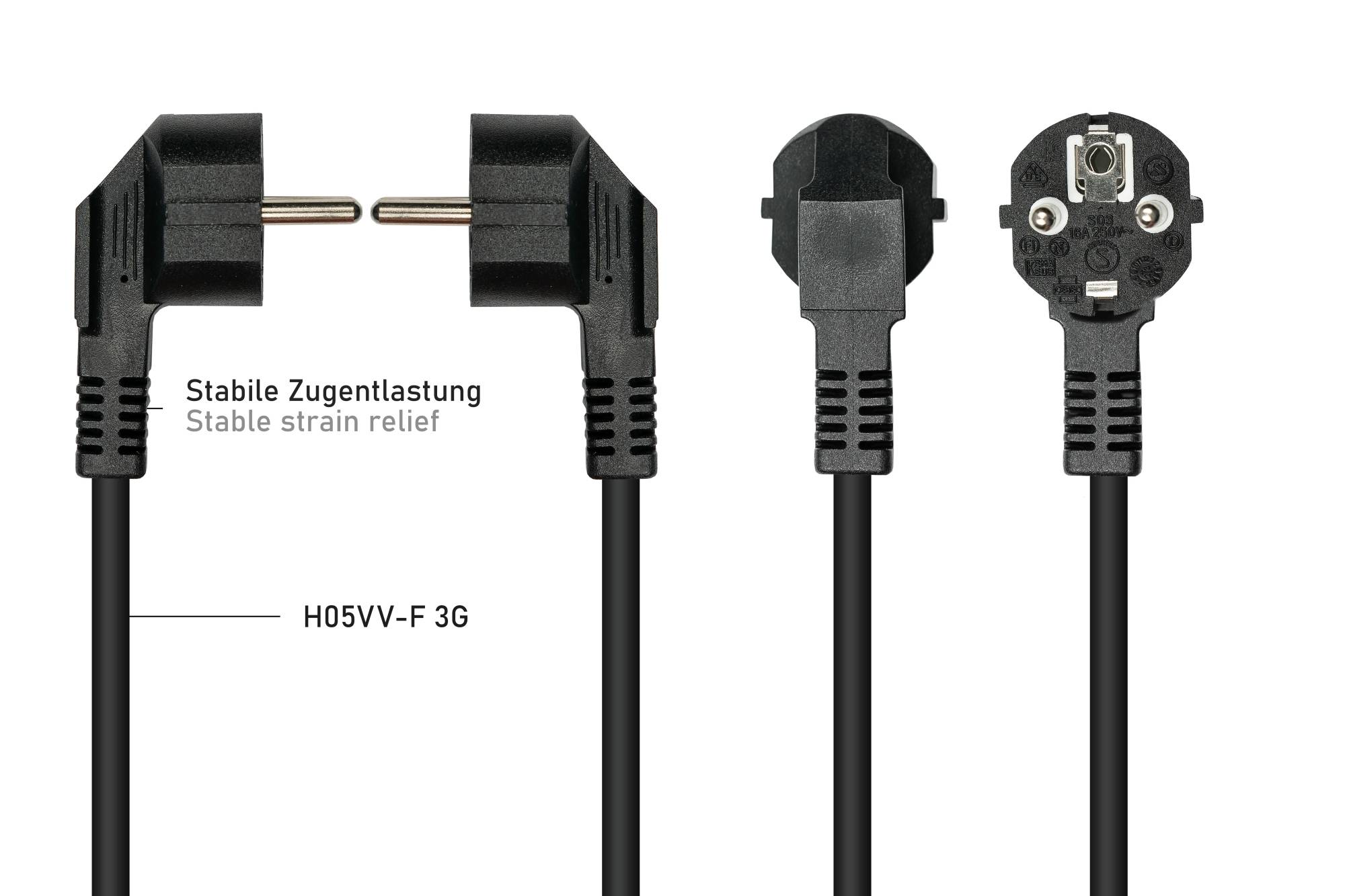 kabelmeister Schutzkontakt-St. 90Â° gew. - 3xBu. schw. - Kabel - Verlängerungskabel-3