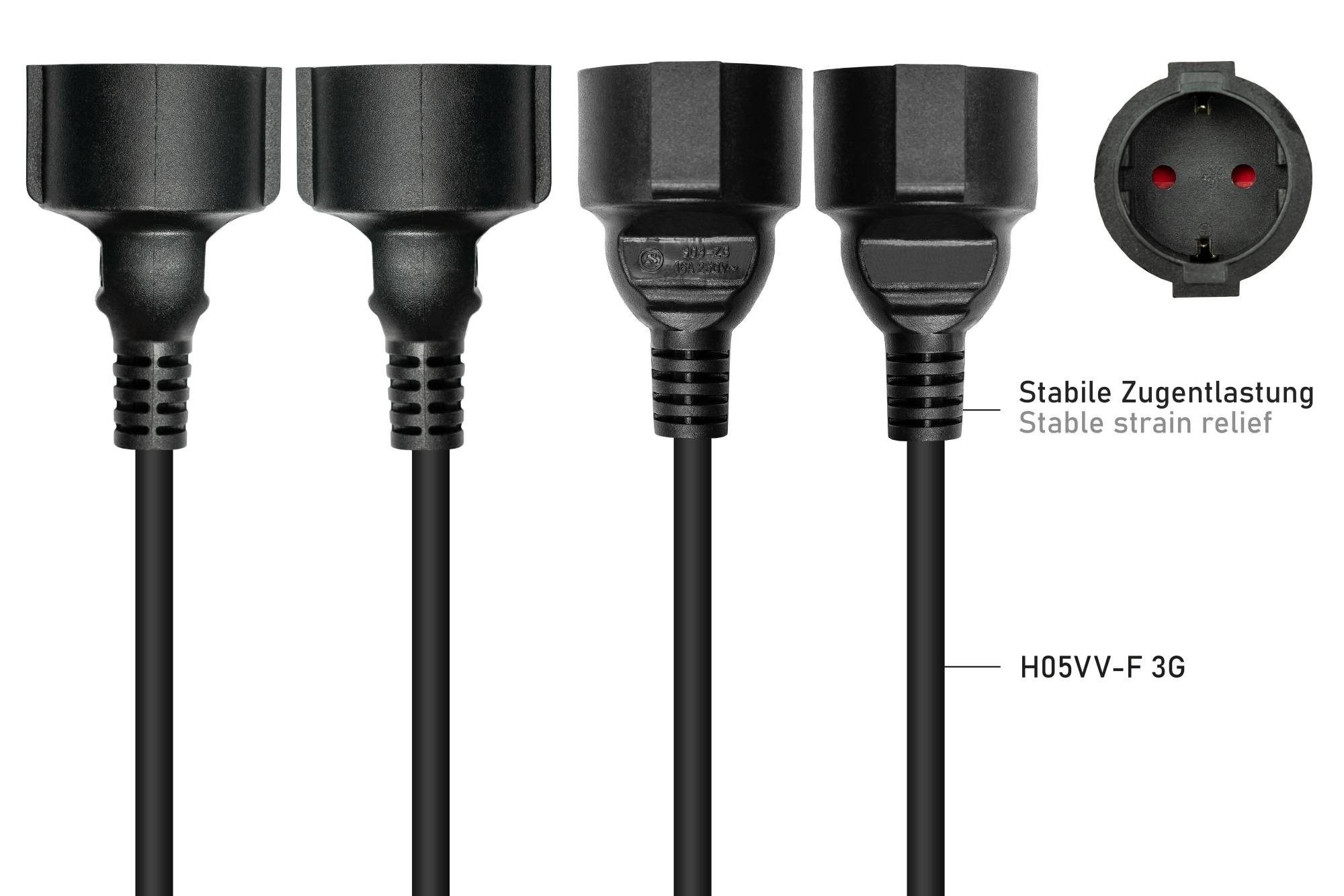 kabelmeister Schutzkontakt-St. 90Â° gew. - 3xBu. schw. - Kabel - Verlängerungskabel-4
