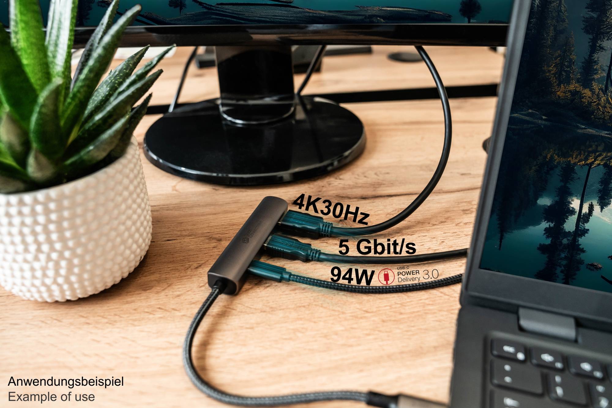 USB-C™-Hub (3-Port), 1x HDMI 2.0, 1x USB-C™ (PD 94W), USB 3.0 A, anthrazit-5