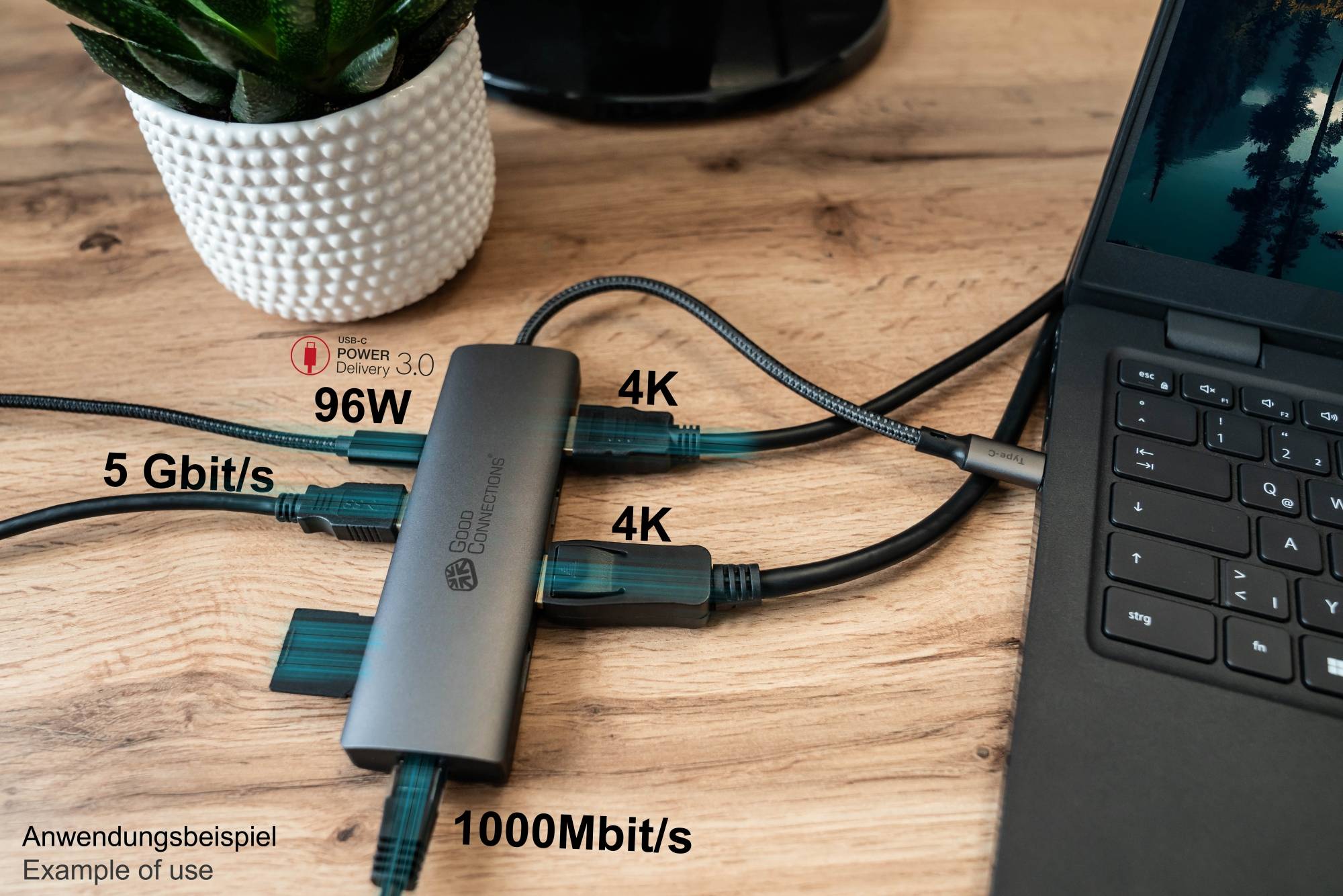 USB-C-Hub(10-Port), 2x HDMI 2.0, 1x DP, 1x USB-C 2x USB 3.0 A, 1x USB 2.0 A, 1x RJ45, 1x Kartenleser-5