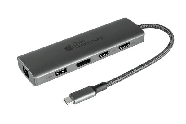 USB-C-Hub(10-Port), 2x HDMI 2.0, 1x DP, 1x USB-C 2x USB 3.0 A, 1x USB 2.0 A, 1x RJ45, 1x Kartenleser