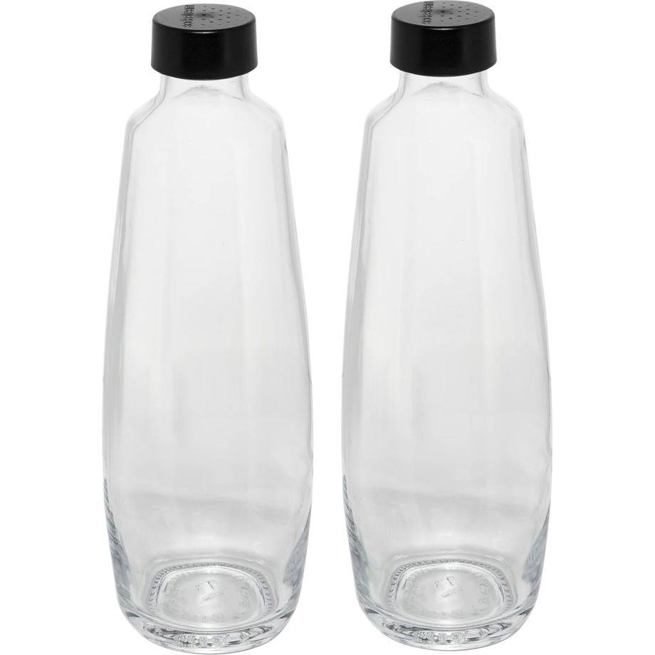 Trinkflasche Glas 1 Liter - transparent/schwarz 2er-Pack.-0