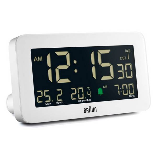 Braun BC10, Digitaler Wecker, Rechteck, Weiß, 12/24 h, F, °C, LCD