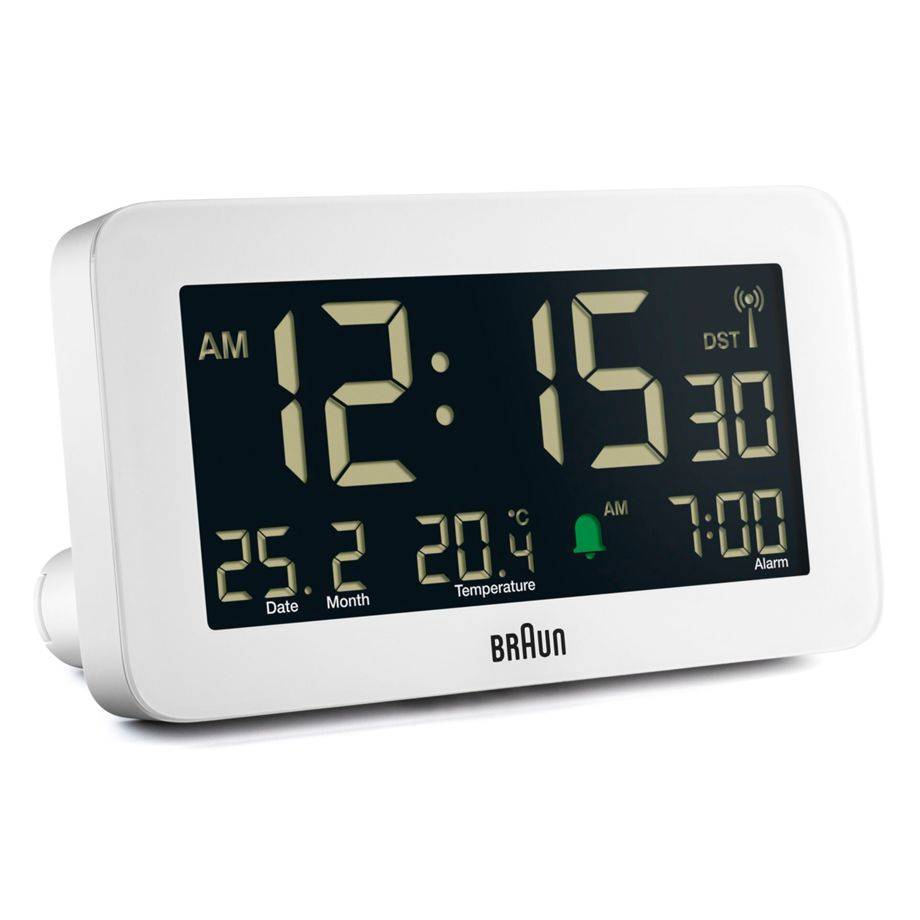 Braun BC10, Digitaler Wecker, Rechteck, Weiß, 12/24 h, F, °C, LCD-0