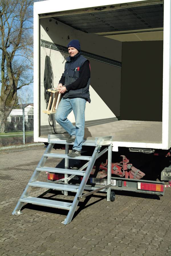KRAUSE® STABILO Podesttreppe, fahrbar, Stufenbreite 600 mm, Standhöhe