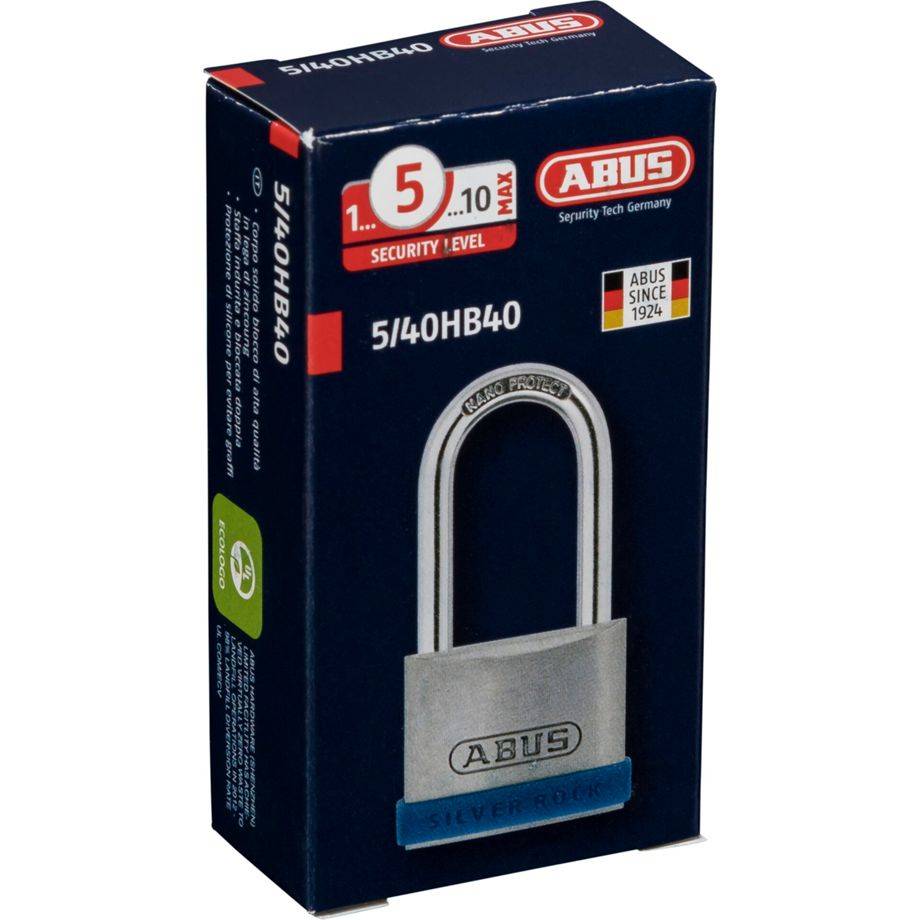 ABUS SECURITY-CENTER - ABUS Silver Rock 5, Herkömmliches Vorhängeschloss, Tastensperre, Blau, Silber, Zink, Gehärteter S-2