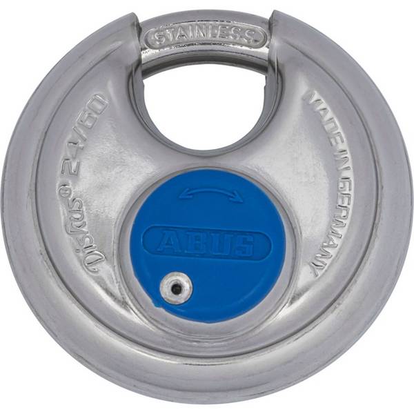 ABUS SECURITY-CENTER - ABUS Diskus 24IB/60, Diskus-Vorhängeschloss, Tastensperre, Unterschiedliche Schließung, Edelstahl