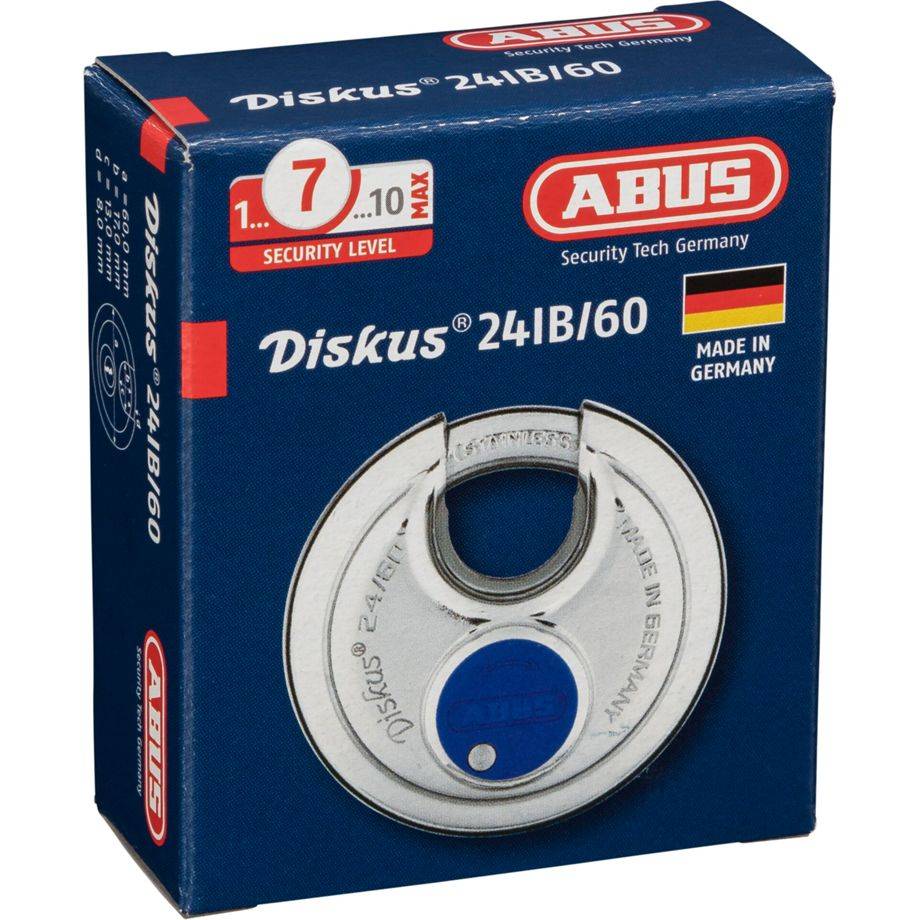 ABUS SECURITY-CENTER - ABUS Diskus 24IB/60, Diskus-Vorhängeschloss, Tastensperre, Unterschiedliche Schließung, Edelstahl-2