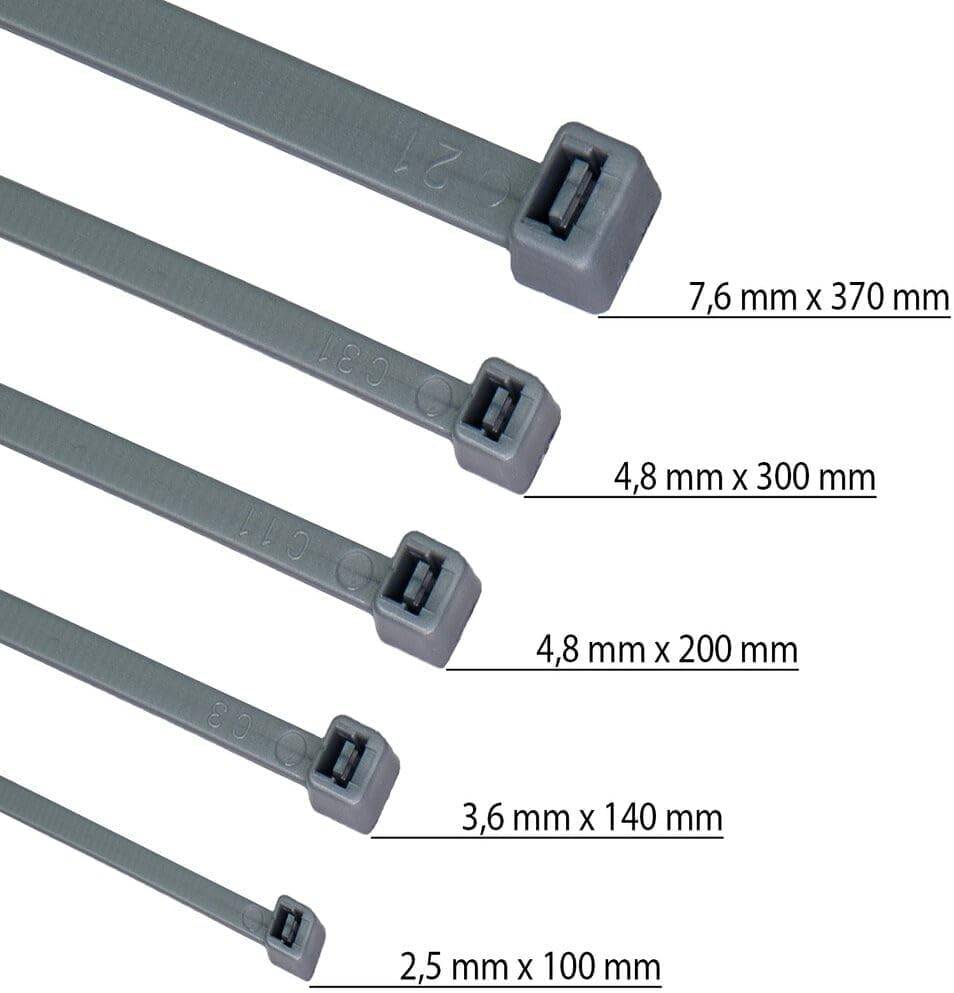 Kabelbinder 100 Stück grau UV beständig Universalbinder 4,8 x 200 mm-1