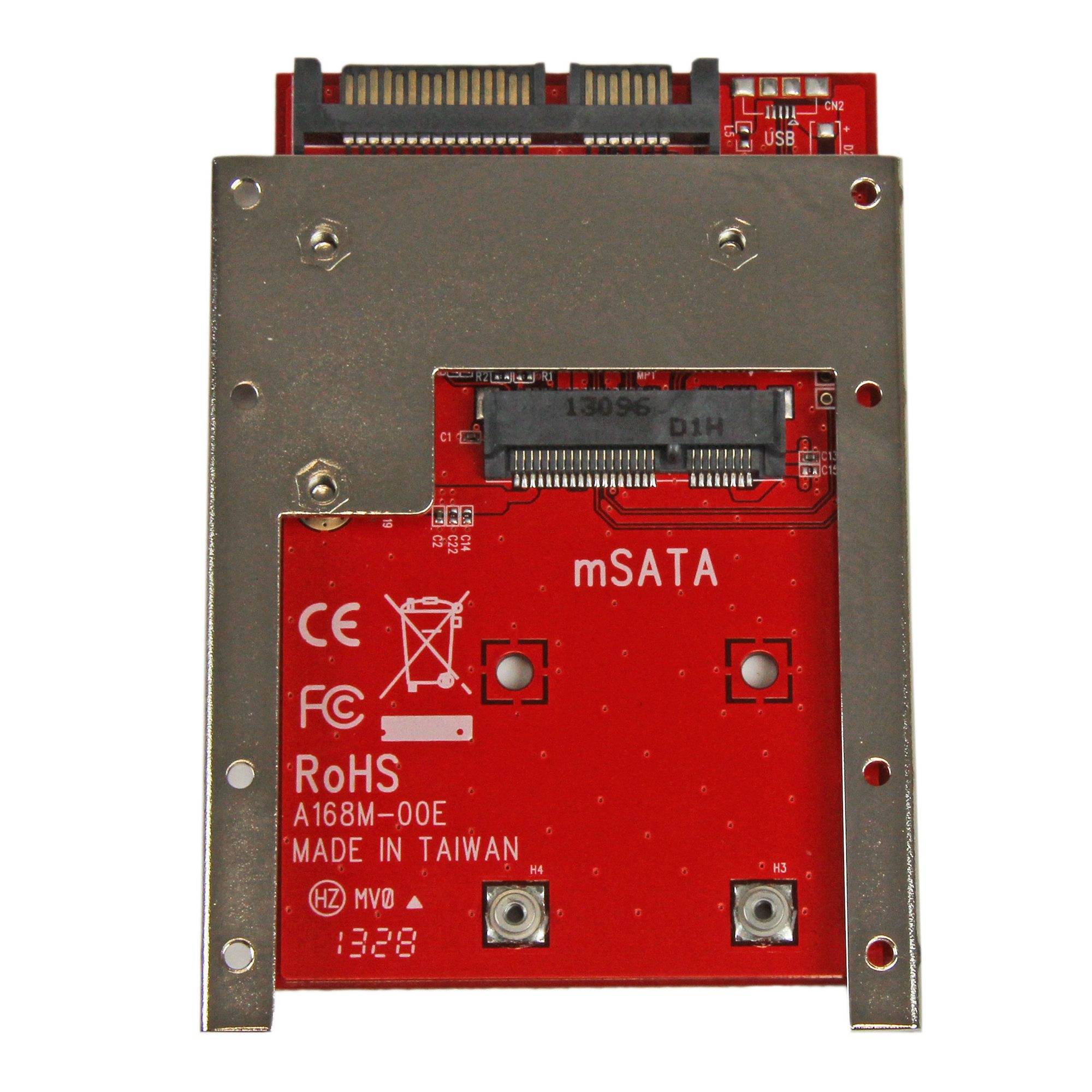 mSATA SSD to 2.5 inch SATA Adapter - Converter, SATA, mSATA, Black, Red, Silver, CE,-2