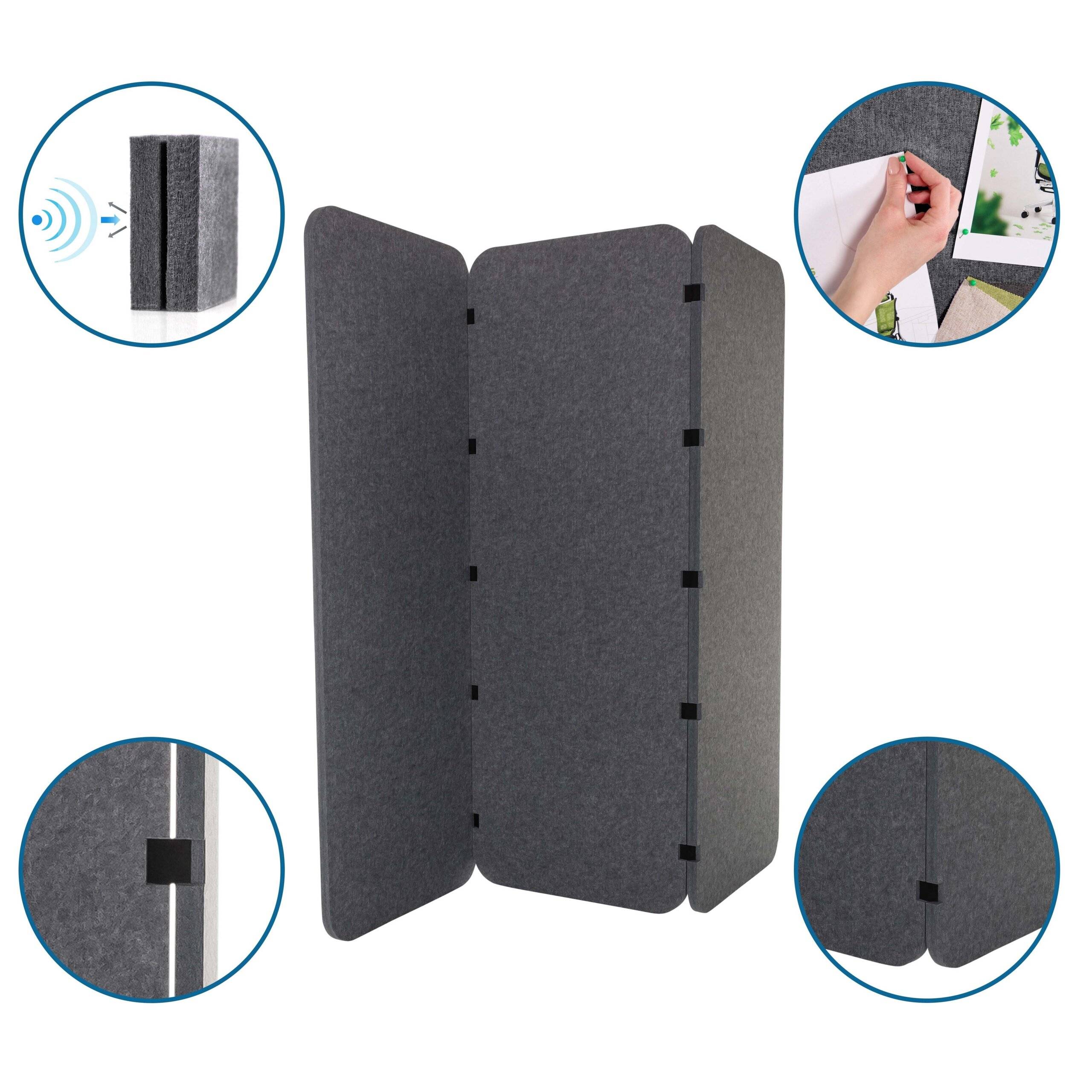 Akustik Trennwand Stellwand FLEXMIUT EL 160602,5 PET grau hjh OFFICE-2